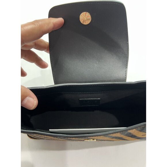 Elleme Paris Zebra Print Shoulder Bag in Black and Tan, - Picture 5 of 5